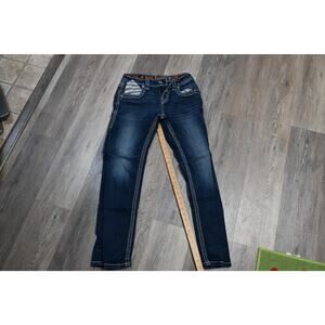 Rock Revival Mens Jeans Size 29 Slim Straight Dark Wash Fleur Pocket USA Design